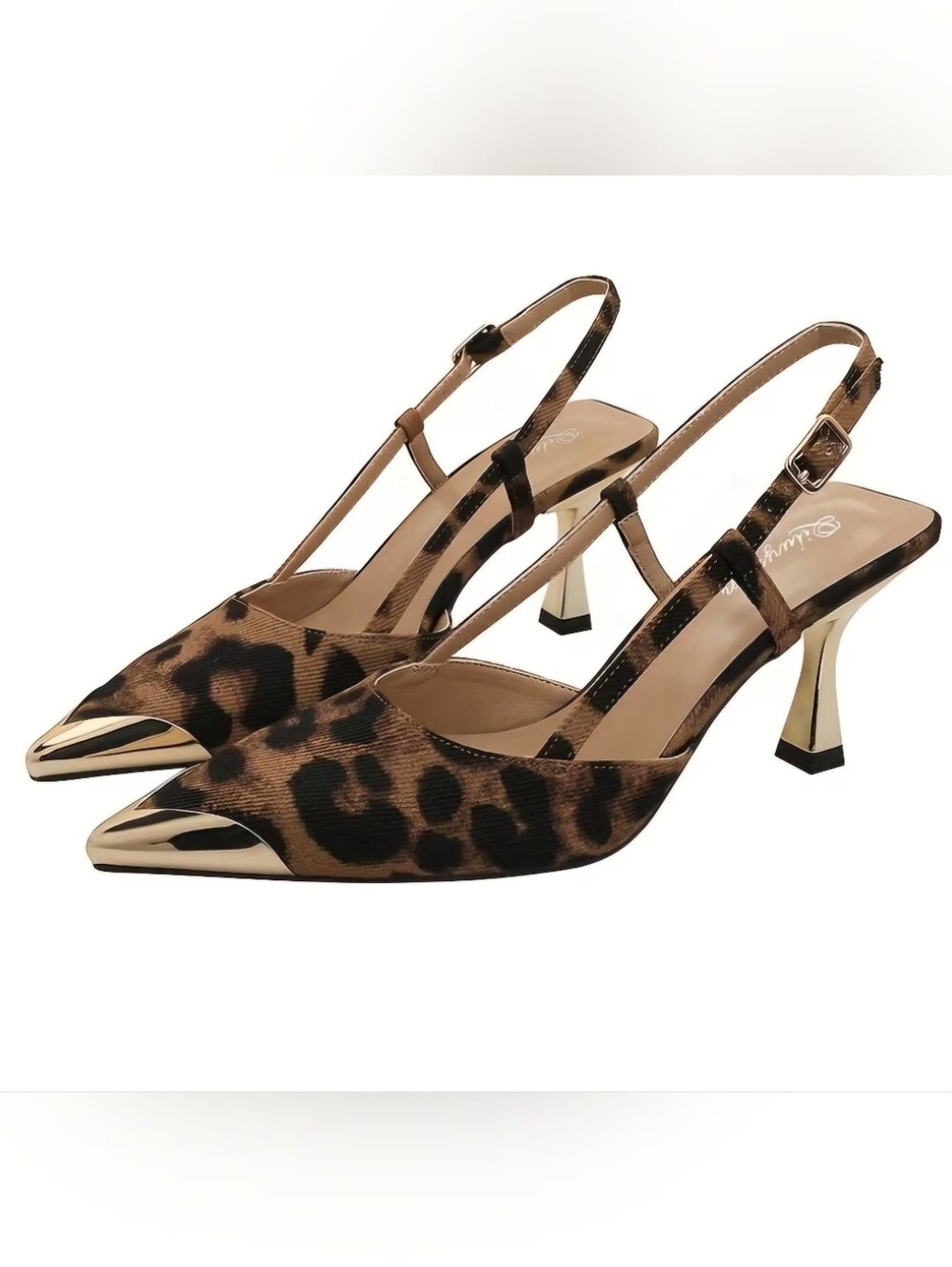 Women's Closed-Toe Sandals,Leopard Print with Metal Iron Toe Decoration - Picture 10 of 10